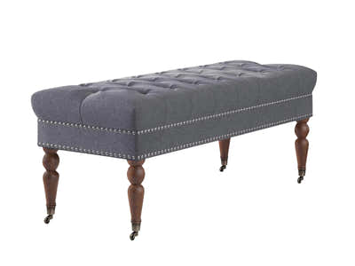 Bellay Linen Ottoman Bench - Light Grey