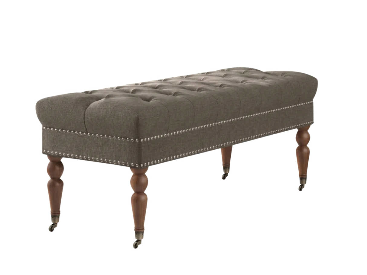 Bellay Linen Ottoman Bench - Brown