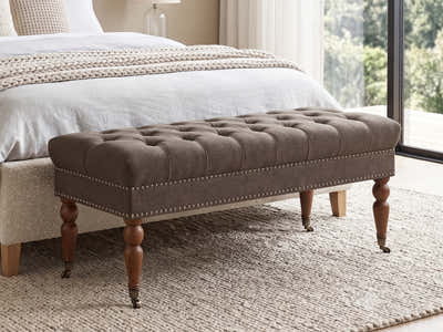 Bellay Linen Ottoman Bench - Brown