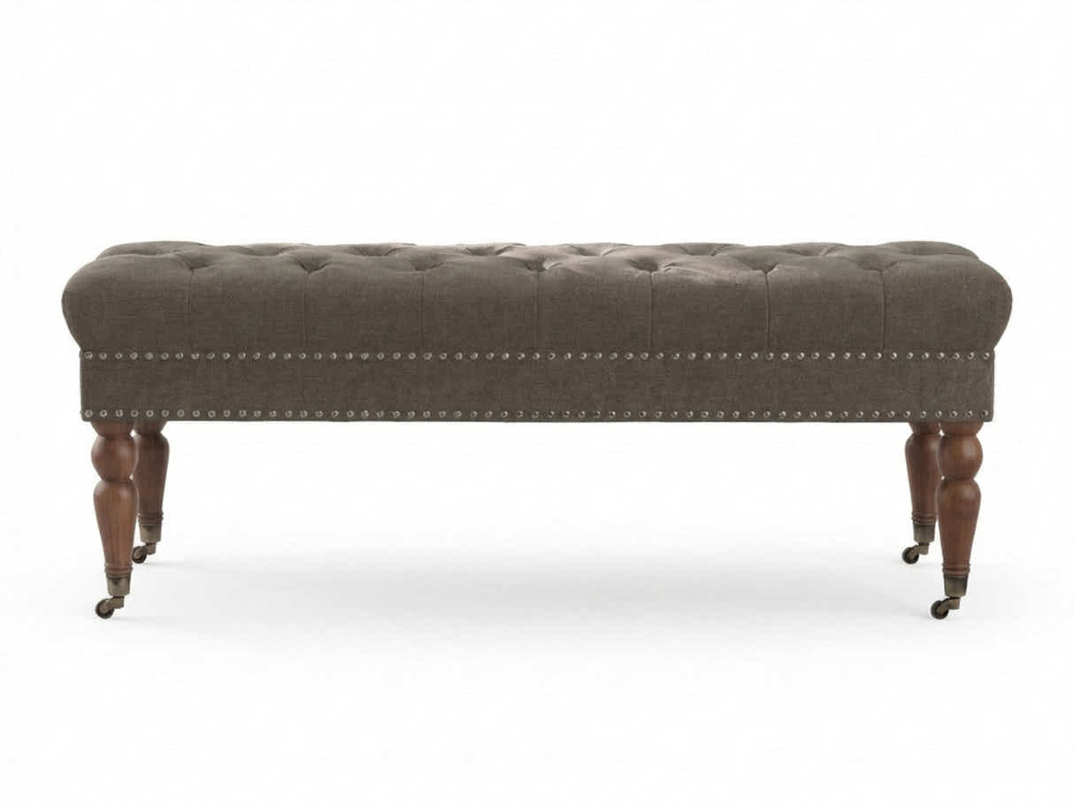 Bellay Linen Ottoman Bench - Brown