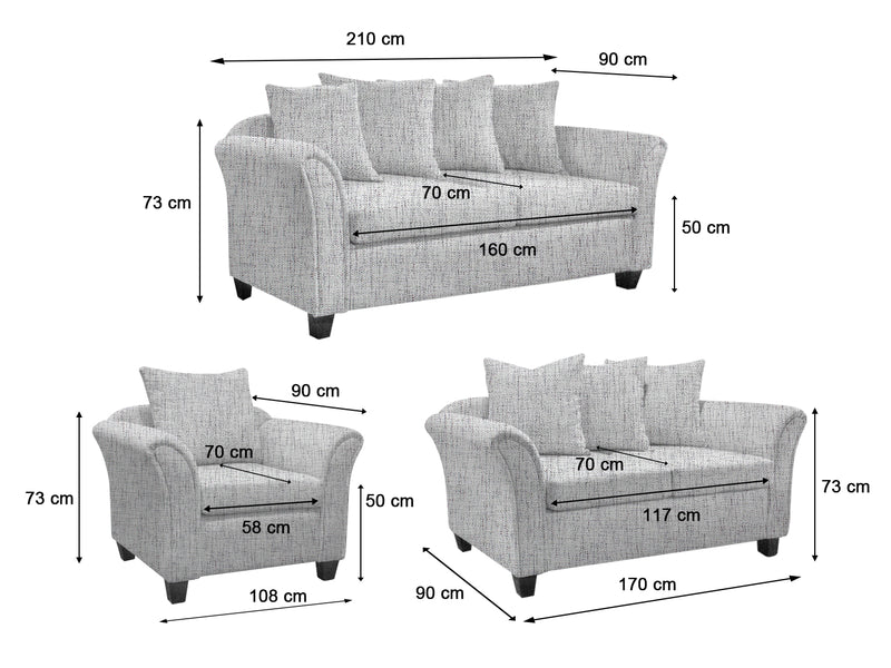 DS NZ Made Chika 3+2+1 Sofa Set - Comfy Silver