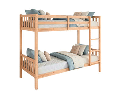 New Lyn Bunk Bed - Natural Wood & Mattress Bon10 Single x2