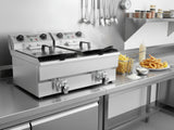 Twin Tank Electric Fryer with Dual Oil Taps