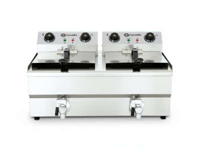 Twin Tank Electric Fryer with Dual Oil Taps