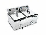 Twin Tank Electric Fryer with Dual Oil Taps