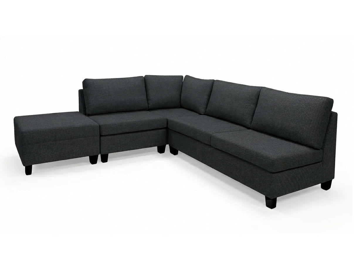DS NZ Made Bhumi Corner Sofa with Ottoman - Vish Black
