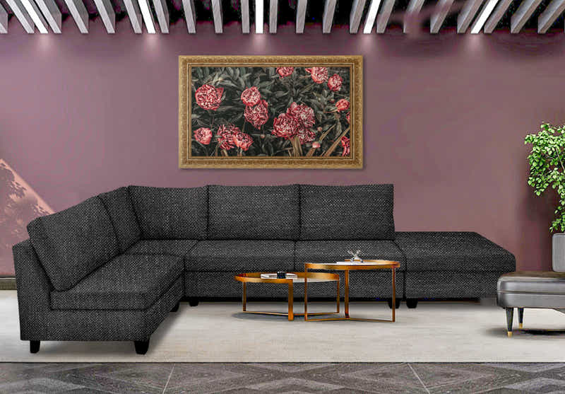 DS NZ Made Bhumi Corner Sofa with Ottoman - Kido Black