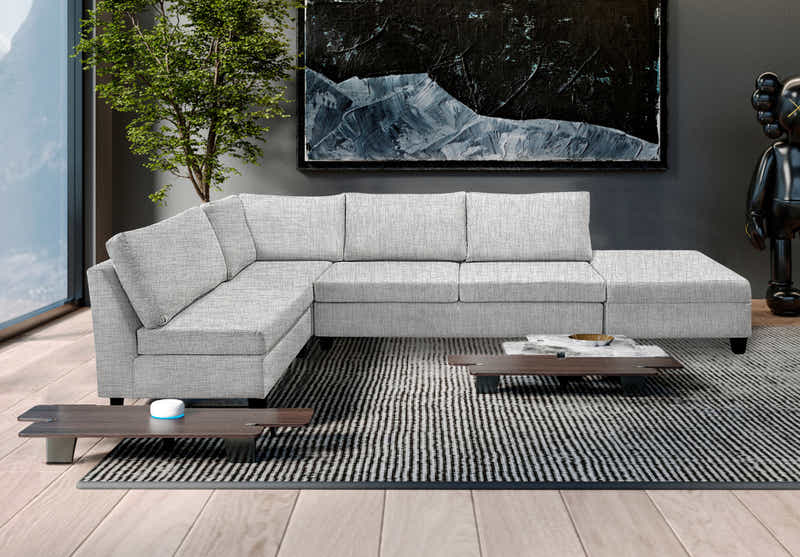 DS NZ Made Bhumi Corner Sofa with Ottoman - Comfy Silver