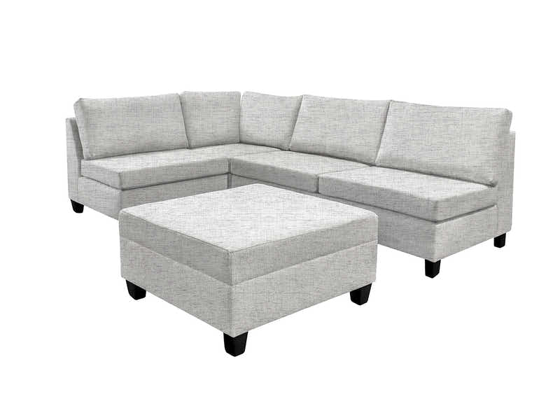 DS NZ Made Bhumi Corner Sofa with Ottoman - Comfy Silver