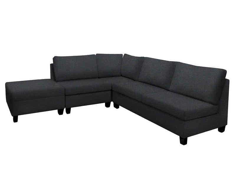 DS NZ Made Bhumi Corner Sofa with Ottoman - Vish Black