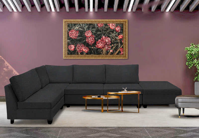 DS NZ Made Bhumi Corner Sofa with Ottoman - Vish Black