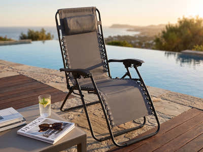 Zero Gravity Chair with Padded Cushion - Grey
