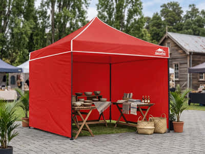 DS Gazebo with Silver-Coated Roof 3m x 3m - Red