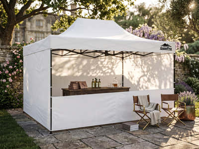 Gazebo with Silver-Coated Roof 3m x 4.5m - White