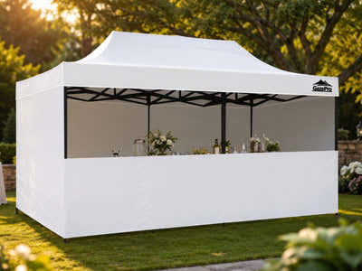 DS Gazebo with Silver-Coated Roof 3m x 6m - White