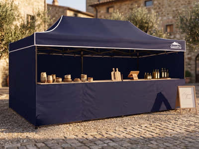 DS Gazebo with Silver-Coated Roof 3m x 6m - Navy