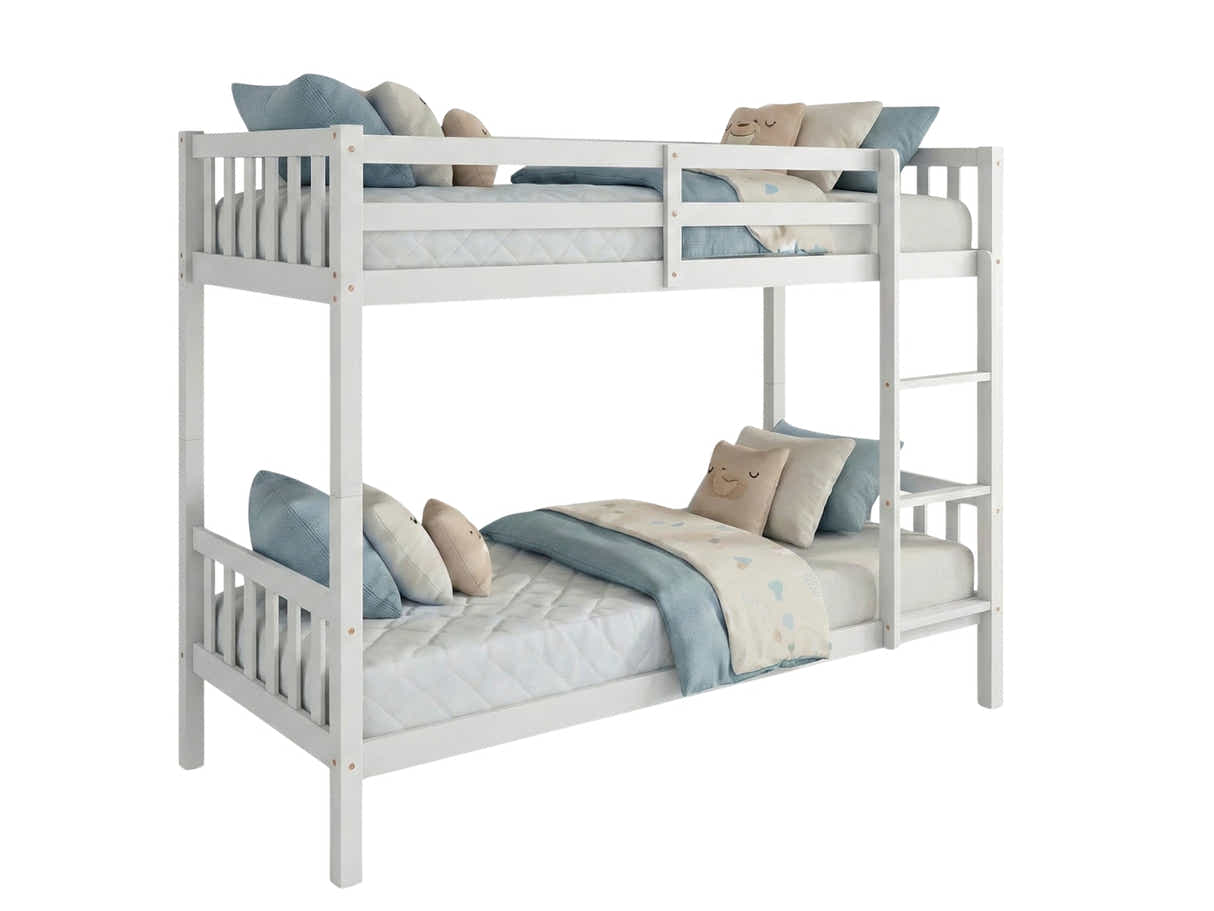 New Lydia Bunk Bed White & Mattress Bon10 Single x2