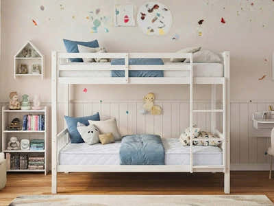 New Lydia Bunk Bed White & Mattress Bon10 Single x2