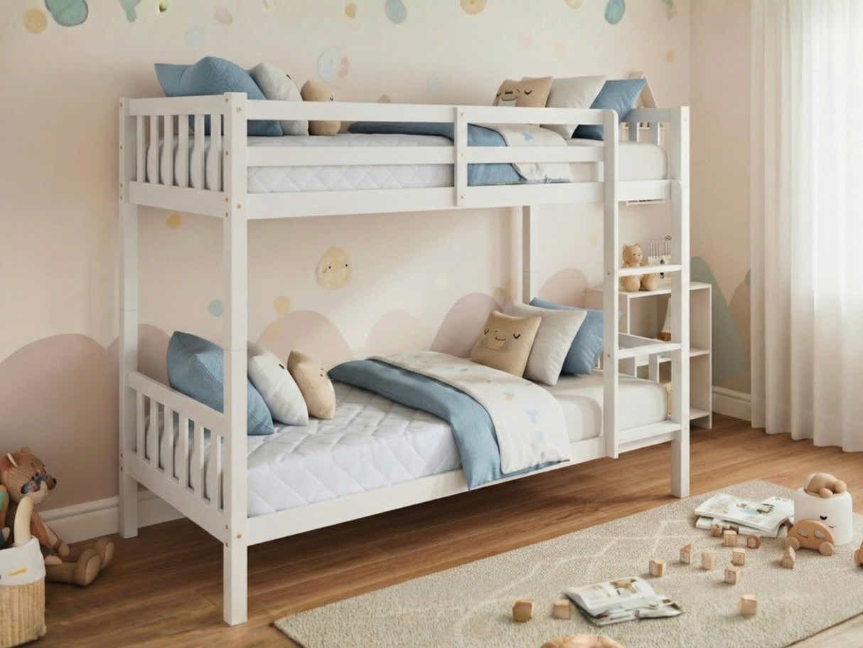 New Lydia Bunk Bed White & Mattress Bon10 Single x2