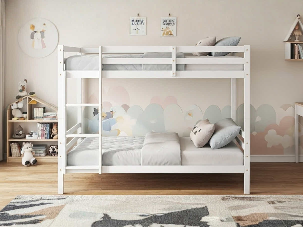 New Lyn Bunk Bed White & Mattress Bon10 Single x2