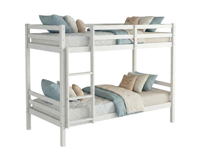 New Lyn Bunk Bed White & Mattress Bon15 Single x2