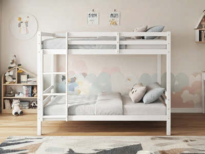 New Lyn Bunk Bed White & Mattress Bon15 Single x2