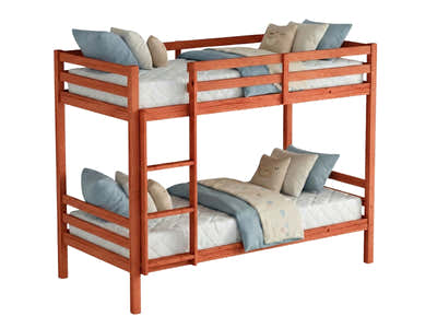 New Lyn Bunk Bed - Cherry & Mattress Bon10 Single x2