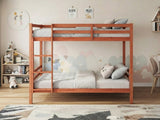 New Lyn Bunk Bed - Cherry & Mattress Bon10 Single x2