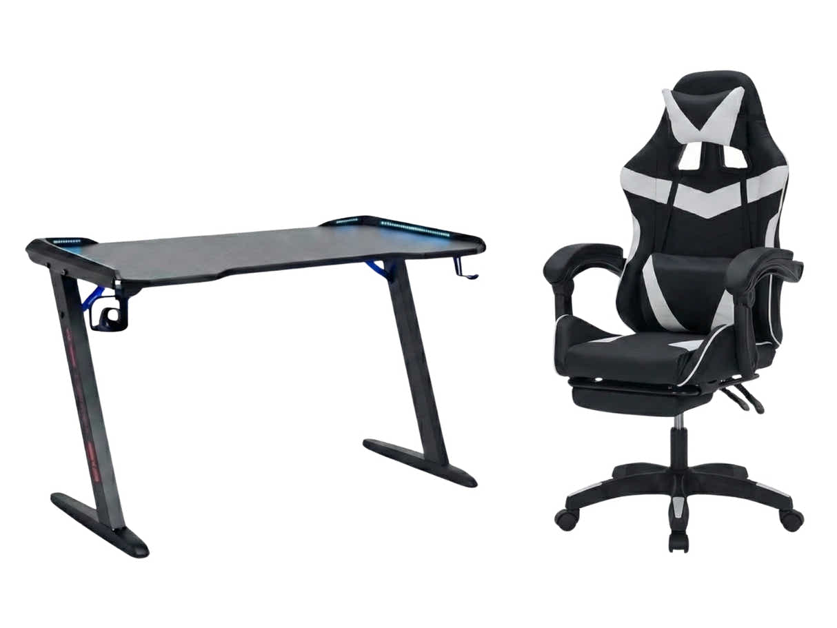 Gaming Table & Faron Gaming Chair PVC White