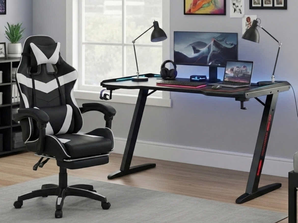 Gaming Table & Faron Gaming Chair PVC White