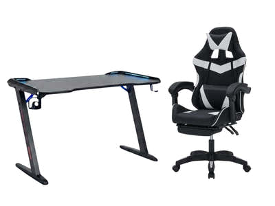 Gaming Table & Faron Gaming Chair PVC White
