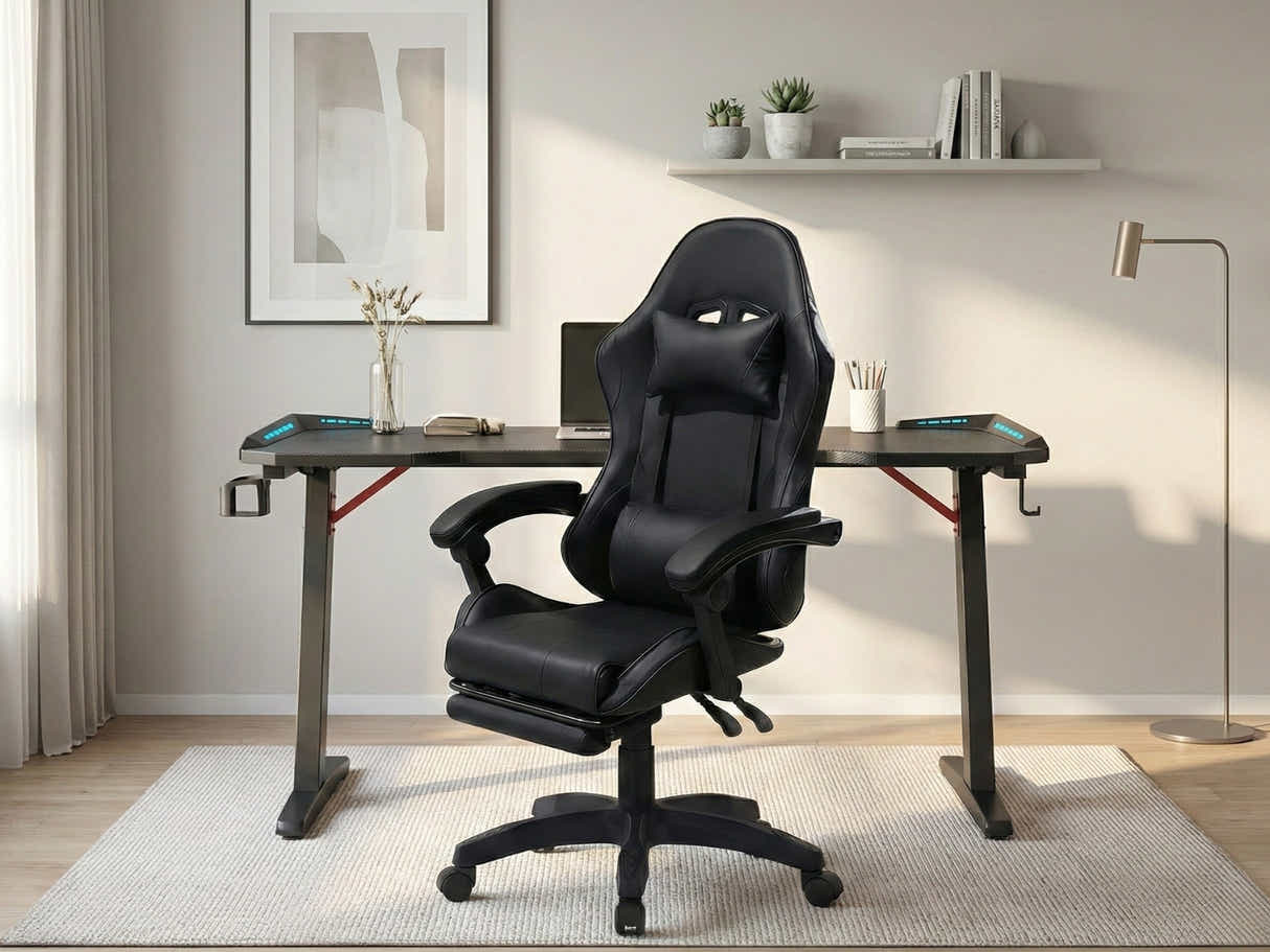 Gaming Table & Nicola Gaming chair PVC Black