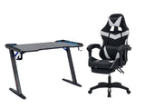 Gaming Table & Nicola Gaming chair PVC Black+White