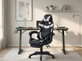 Gaming Table & Nicola Gaming chair PVC Black+White