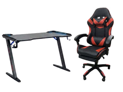 Gaming Table & Nicola Gaming chair PVC Black+Red