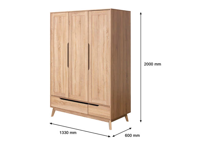 Fella 3 Doors Wardrobe With 2 Drawer