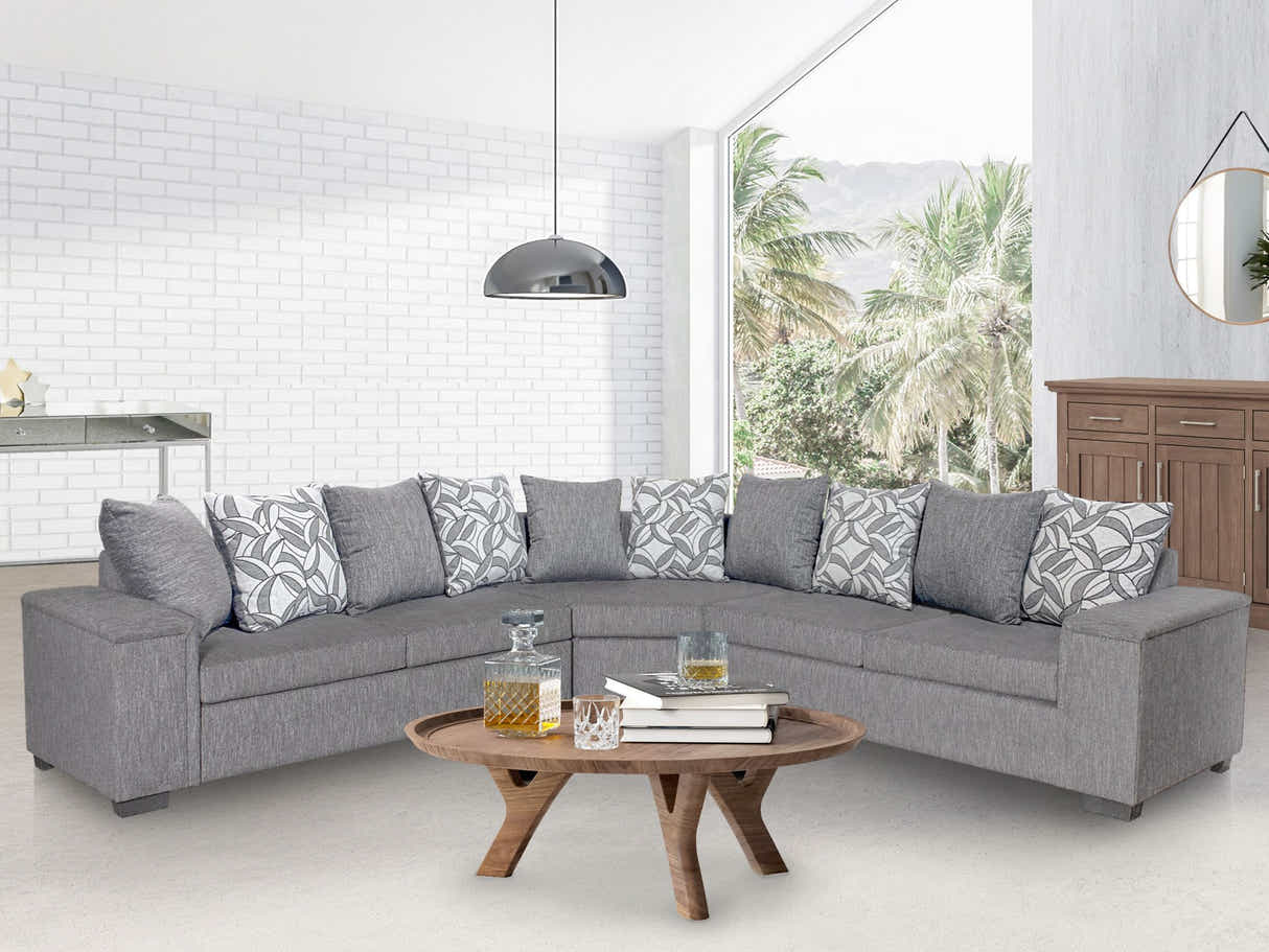 DS NZ Made Ella Corner Sofa with Pattern Cushion - Kido Steel
