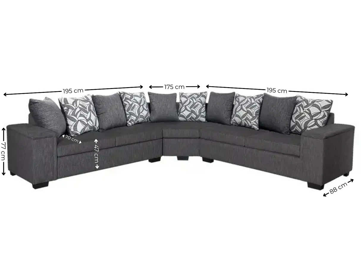 DS NZ Made Ella Corner Sofa with Pattern Cushion - Kido Black