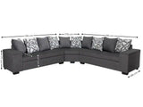 DS NZ Made Ella Corner Sofa with Pattern Cushion - Kido Black