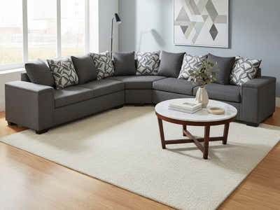 DS NZ Made Ella Corner Sofa with Pattern Cushion - Kido Black