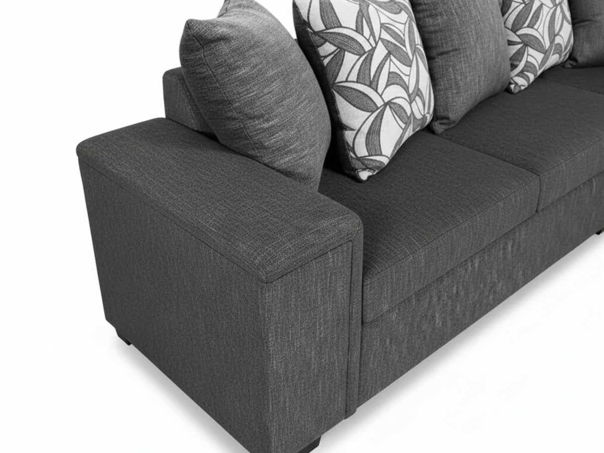 DS NZ Made Ella Corner Sofa with Pattern Cushion - Kido Black