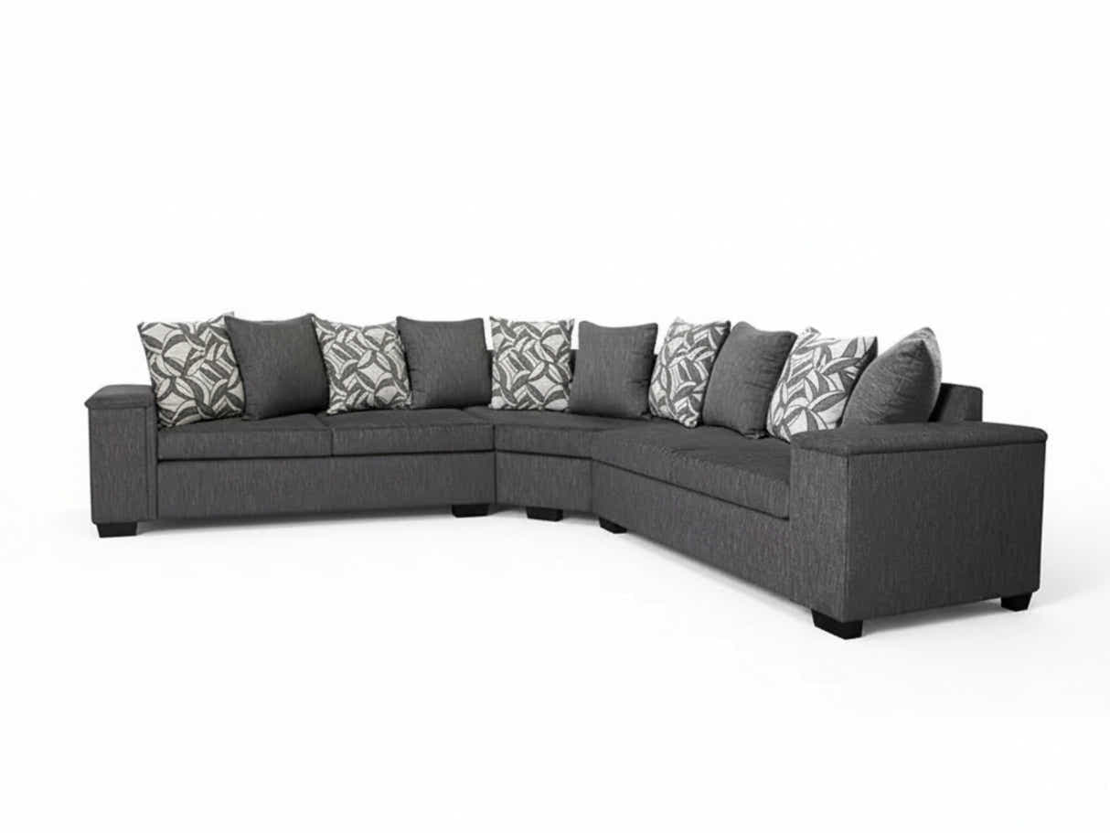 DS NZ Made Ella Corner Sofa with Pattern Cushion - Kido Black