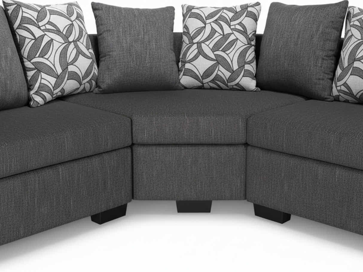 DS NZ Made Ella Corner Sofa with Pattern Cushion - Kido Black