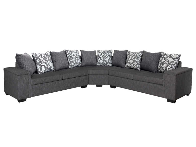 DS NZ Made Ella Corner Sofa with Pattern Cushion - Kido Black