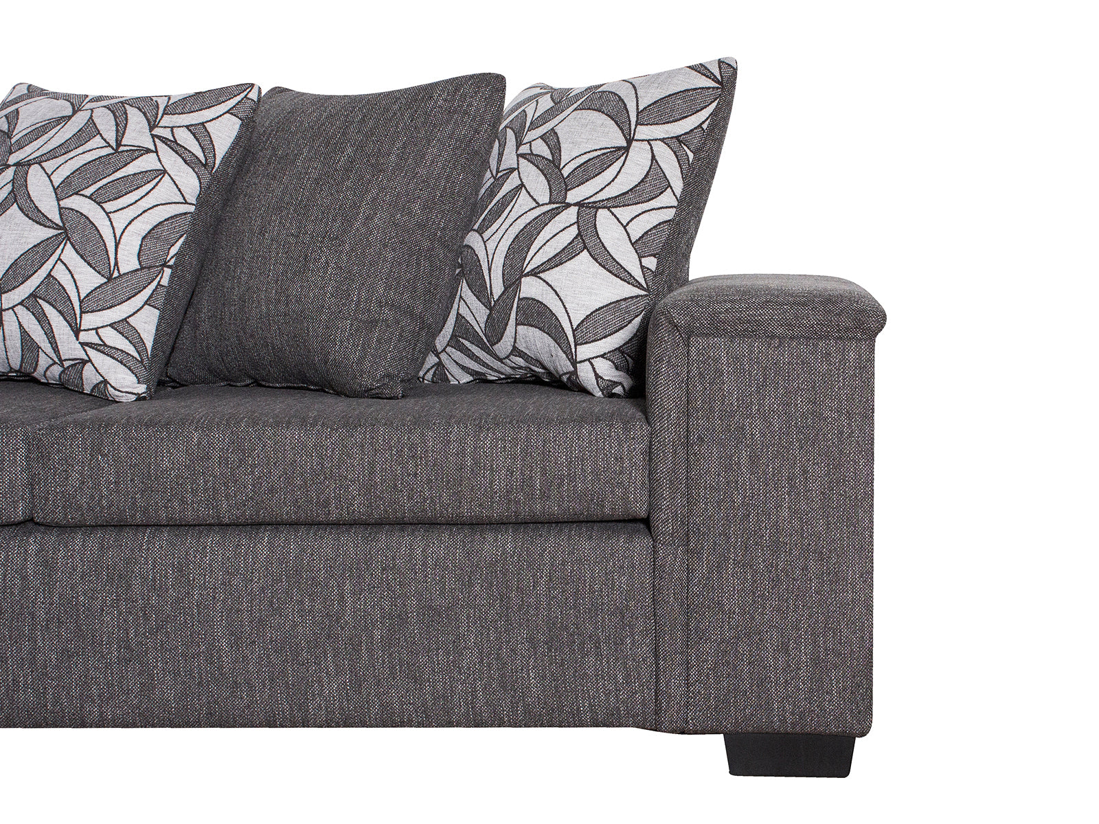 DS NZ Made Ella Corner Sofa with Pattern Cushion - Kido Black