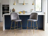 Osmond Velvet Bar Stool Grey - Set of 2
