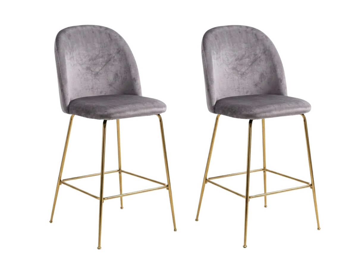 Osmond Velvet Bar Stool Grey - Set of 2