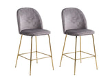 Osmond Velvet Bar Stool Grey - Set of 2