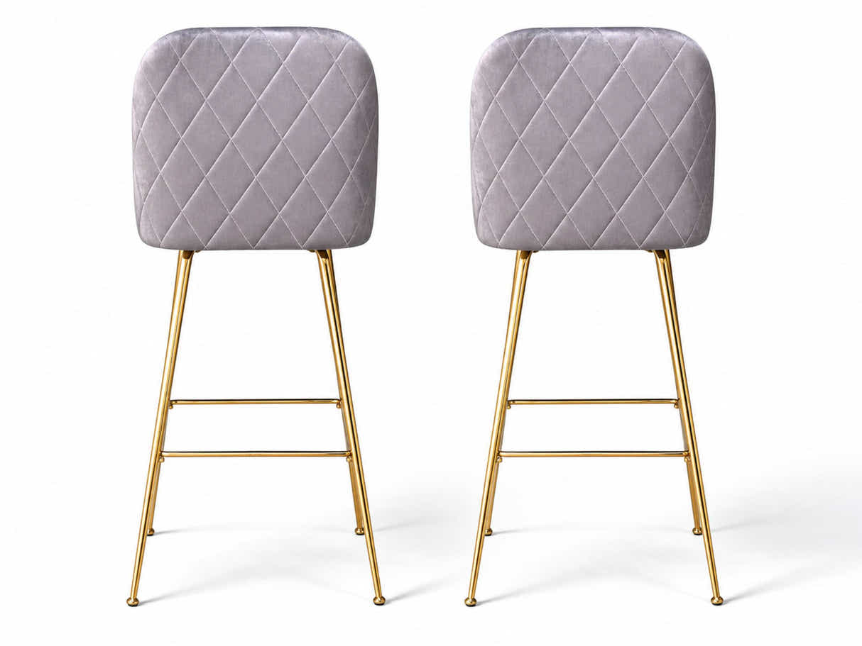 Osmond Velvet Bar Stool Grey - Set of 2