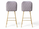Osmond Velvet Bar Stool Grey - Set of 2